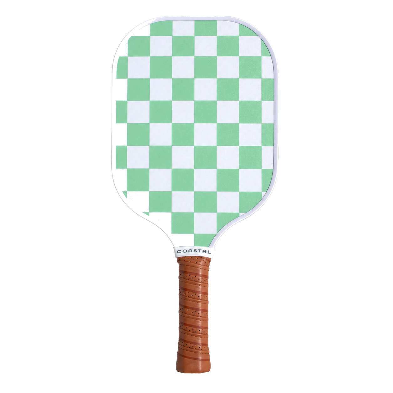The Grove green checker and stripe pickleball paddle by Coastal Athletic