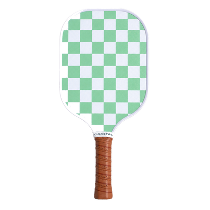 The Grove green checker and stripe pickleball paddle by Coastal Athletic
