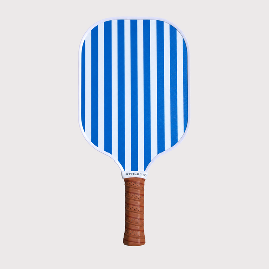 Biscayne blue checker and stripe pickleball paddle by Coastal Athletic